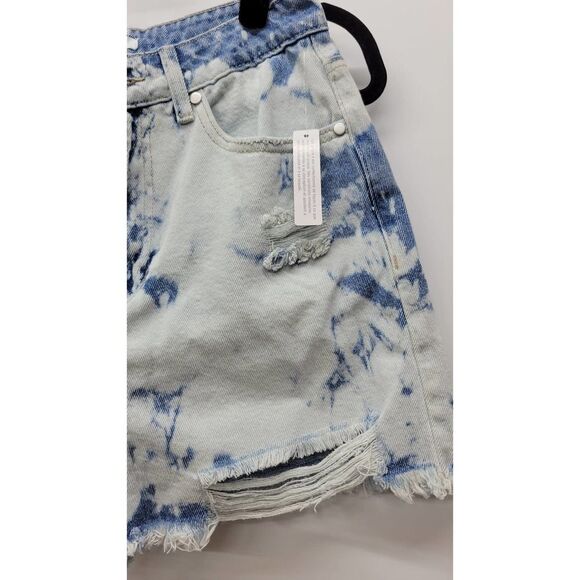 B.P. Womens High Rise Cut Off Distressed Blue Bleach Washed Denim Shorts 27 - Picture 3 of 5